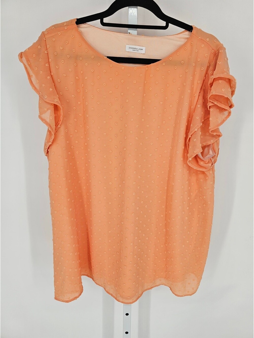 Chic Soul Womens Sz 2X Short Flutter Sleeve Blouse Light pastel Orange